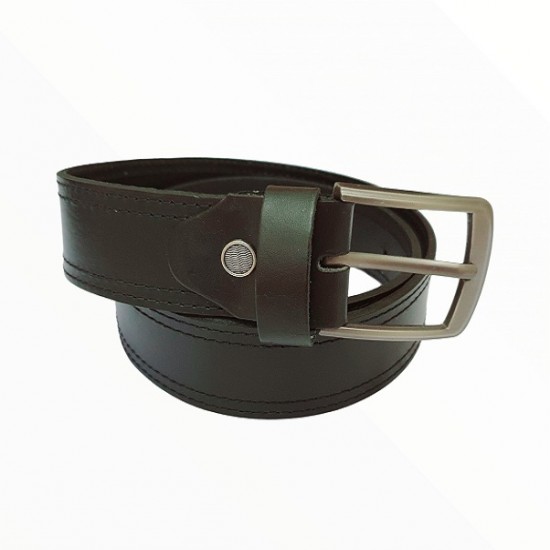 Men's Black/Dark Tan Real Leather Handmade Belt Zest-MHB-006