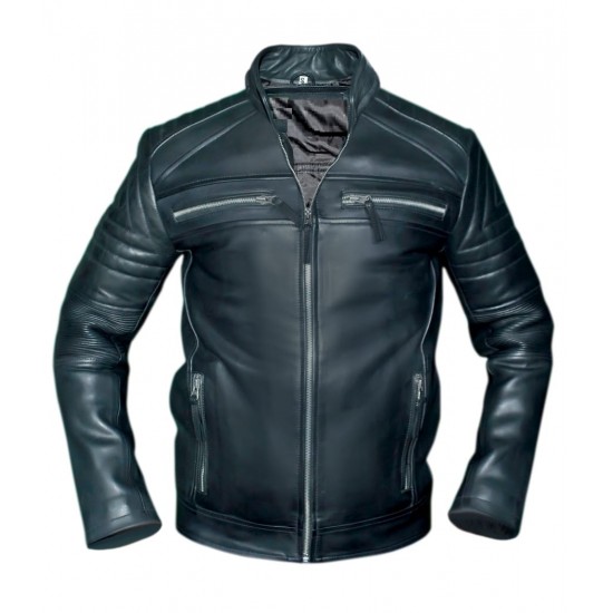 Made-to-measure|Men's Black/Brown Real Leather Handmade Jacket Zest-MHJ-001