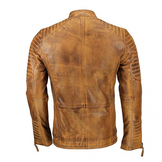 Made-to-measure|Men's Black/Brown Real Leather Handmade Jacket Zest-MHJ-005