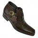 Brown Single Buckle Italian Designer Real Leather Handmade Ankle Boots ZEST-MHS-035