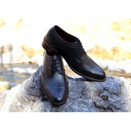 Real Leather Black Brogues Italian Design ZEST-MHS-027