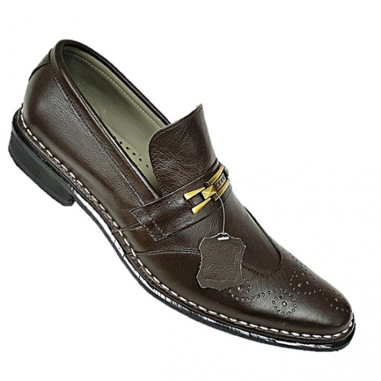Brown Slip On Smart Italian Designer Shoes MHS-033