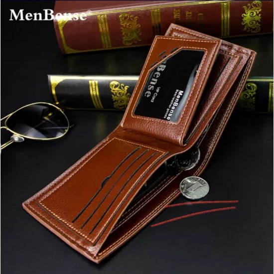 MenBense Fashion Vintage Style Men's Black/Brown/Tan Leisure Short PU Leather Wallet - MenBense-MW-001